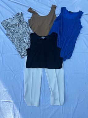 Doncaster Tan Knit Top with Blue Lining Detail and bundle